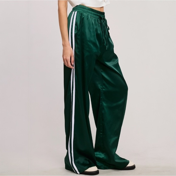 ONLY 1 LEFT! NO RESTOCK! Sporty Satin-Effect Track Pants with Contrast Stripes - Picture 3 of 5